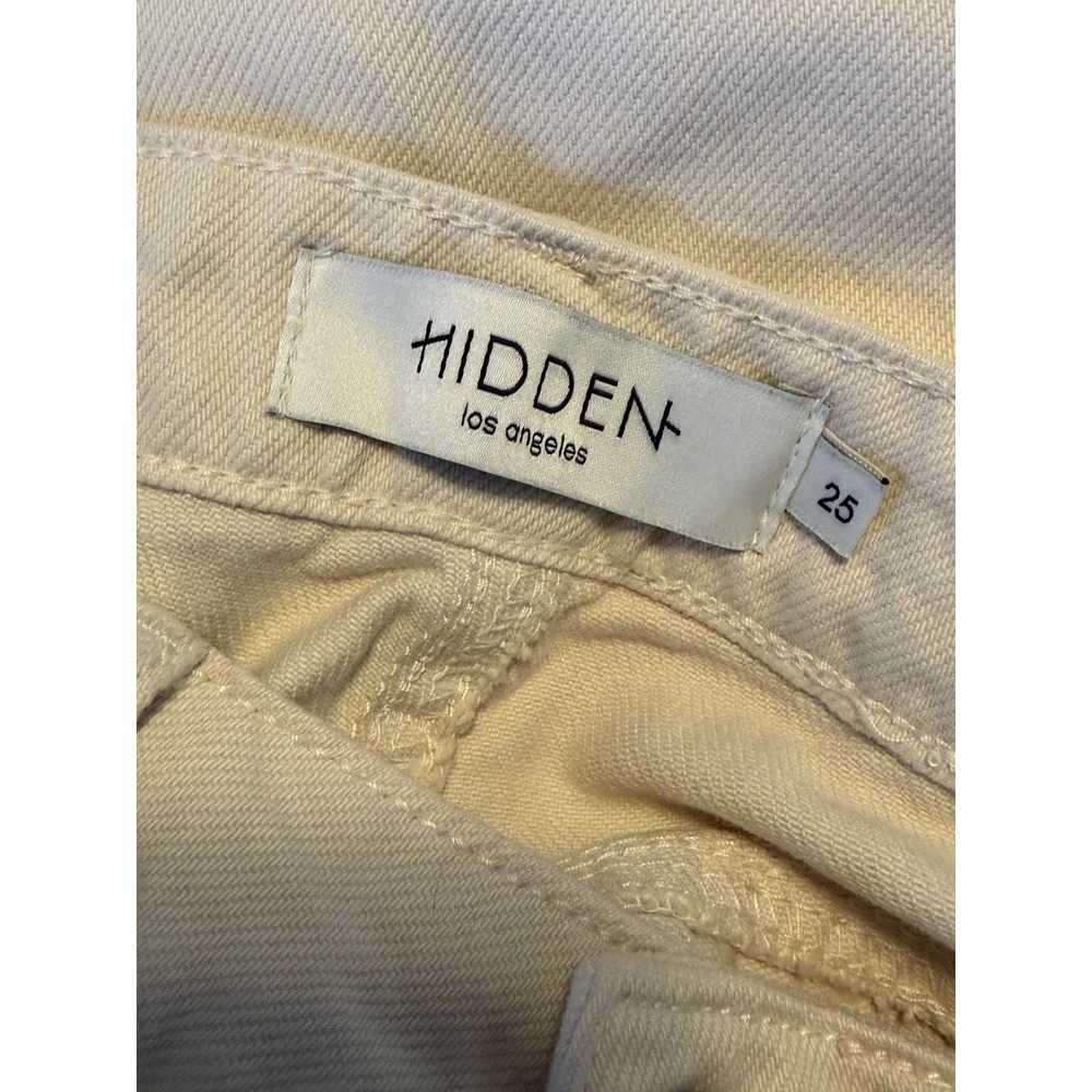 Hidden Jeans Los Angeles Cream Distressed Straight Leg Denim Size 25 - Picture 3 of 6